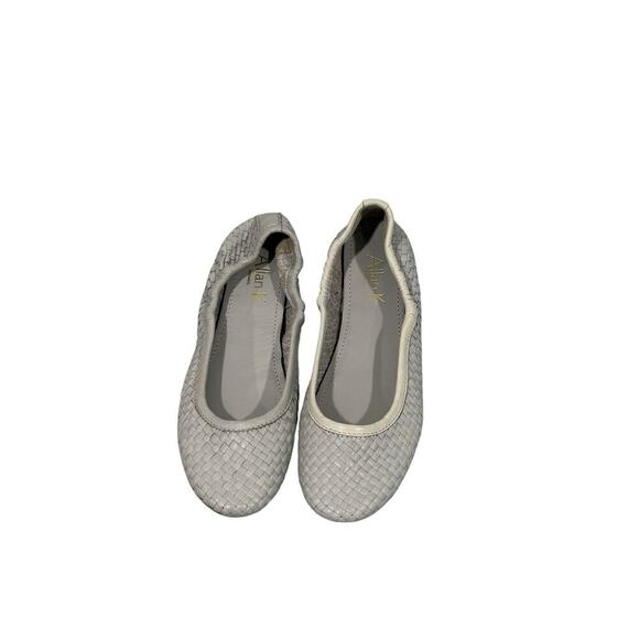 Allan K Minimalist Gray Grey Leather Ballet Flats Womens Size 37 - Picture 2 of 7